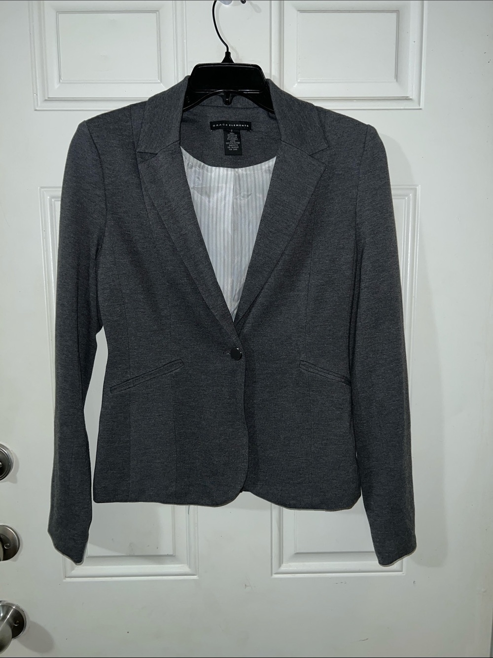 Grace Elements Dark Gray Single-Button Knit Blazer